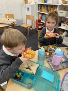 Lower Prep pupils make pizzas