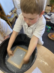Heritage Lower Prep pupils make their own recycled paper