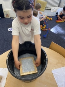 Heritage Lower Prep pupils make their own recycled paper