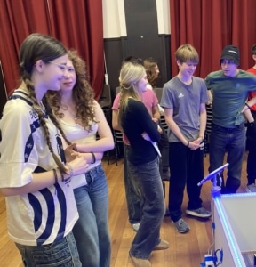 Heritage pupils competing with robots at RoboCon.