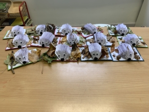 Heritage Upper Prep pupils carefully crafted hedgehogs from paper