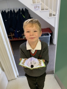 Heritage Upper Prep pupils carefully crafted hedgehogs from paper