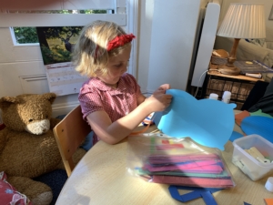 Heritage Upper Prep pupils do a paper weaving craft.
