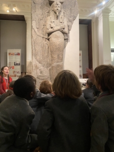 Year 3 gathered in front of a museum display in the Egyptian wing.