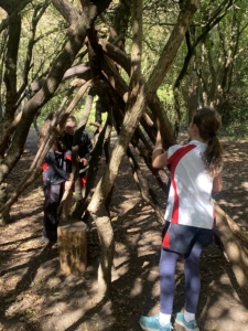 Heritage Year 6 pupils building dens at Anglesey Abbey