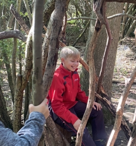 Heritage Year 6 pupils building dens at Anglesey Abbey