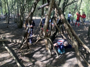 Heritage Year 6 pupils building dens at Anglesey Abbey