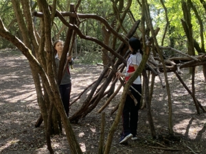 Heritage Year 6 pupils building dens at Anglesey Abbey