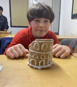 Year 6 pupils proudly displayed their Colosseum models