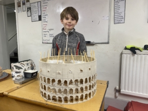 Year 6 pupils proudly displayed their Colosseum models
