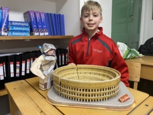Year 6 pupils proudly displayed their Colosseum models